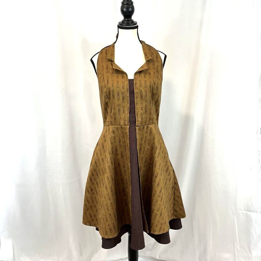 Dr Who brown cosplay 10th doctor regeneration sonic screwdriver halter dress
